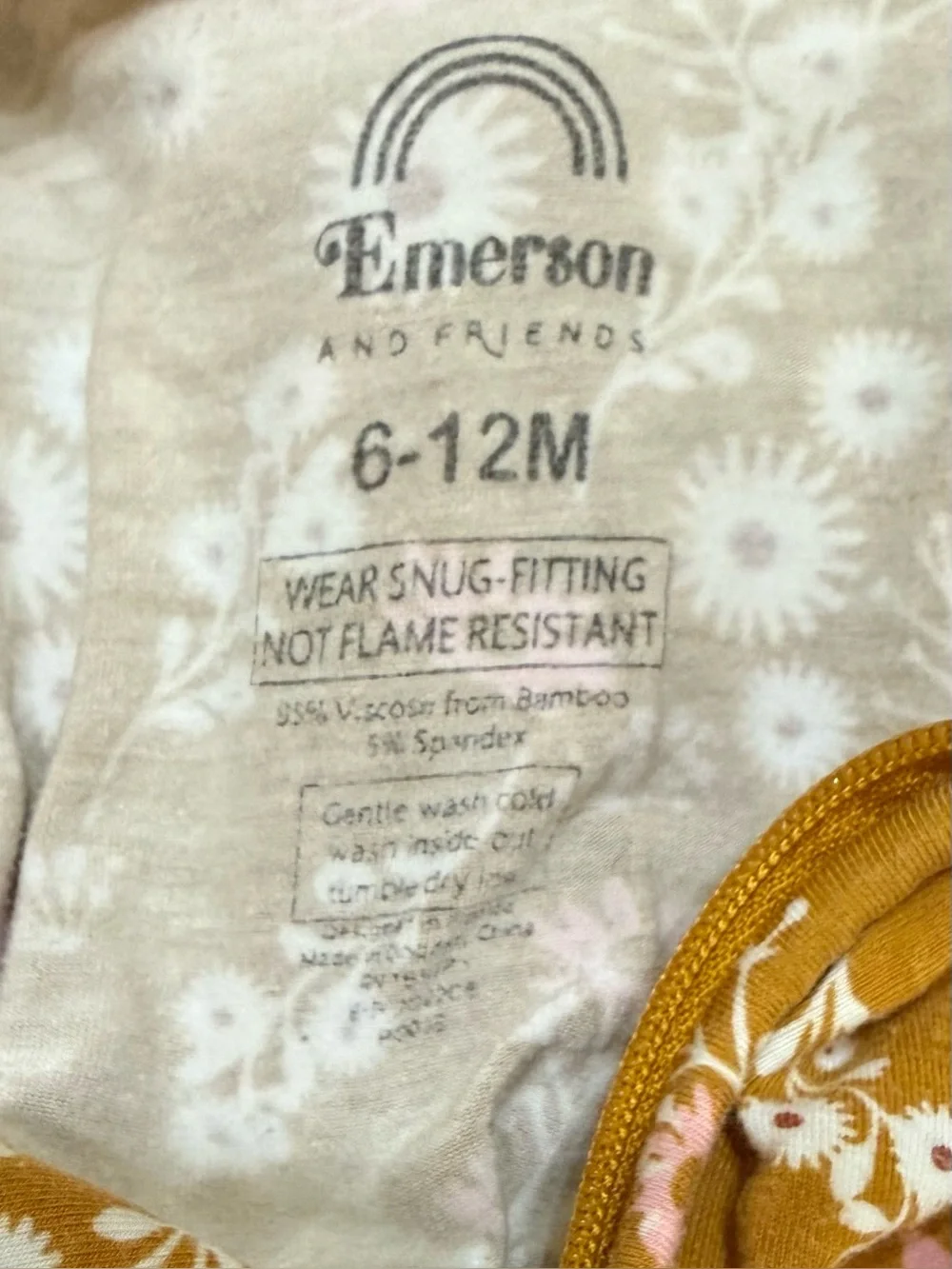 Emerson and Friends Floral Baby Bamboo Convertible Footie Romper 6-12 Months